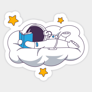 The Astronaut collection reading on the cloud Sticker